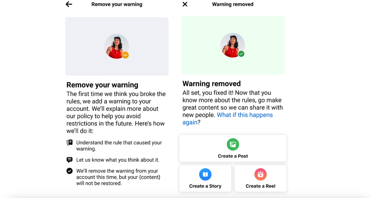 Facebook Introduces a Penalty-Free Option for First-Time Rule Violators