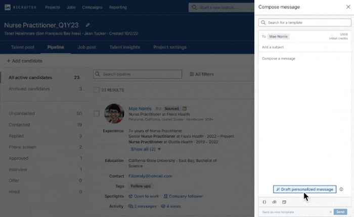 LinkedIn introduces AI-generated responses for job candidates within its Recruiter tool.