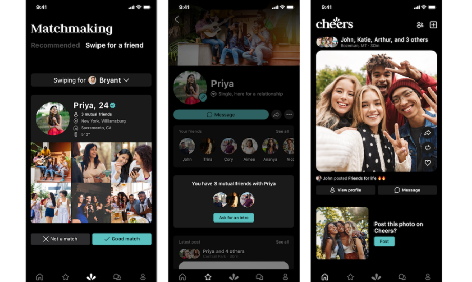 Cheers allows you to become a matchmaker by connecting your friends.