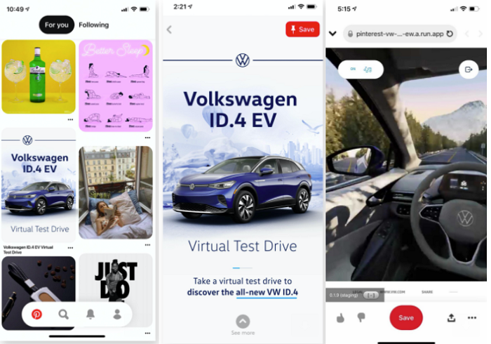 Pinterest Introduces New Virtual Test Drive Advertising Experience in Collaboration with Volkswagen.