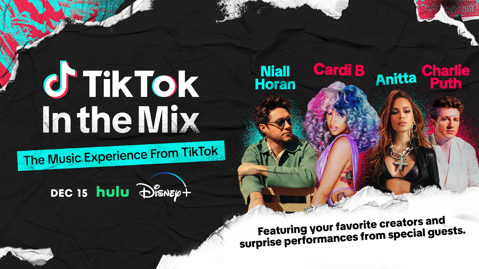 TikTok announces a live concert special streaming on Disney+ and Hulu.