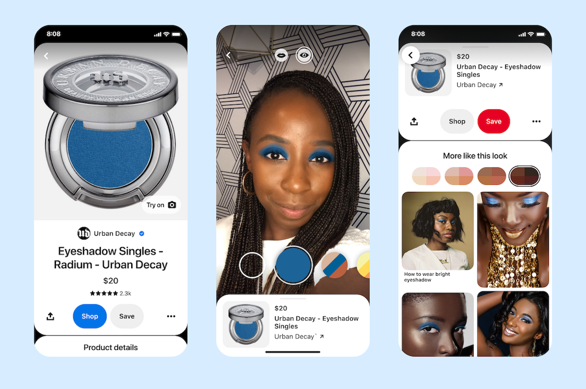 Pinterest Introduces New AR 'Try-On' Features for Eyeshadow and Expands Product Tagging in Pins