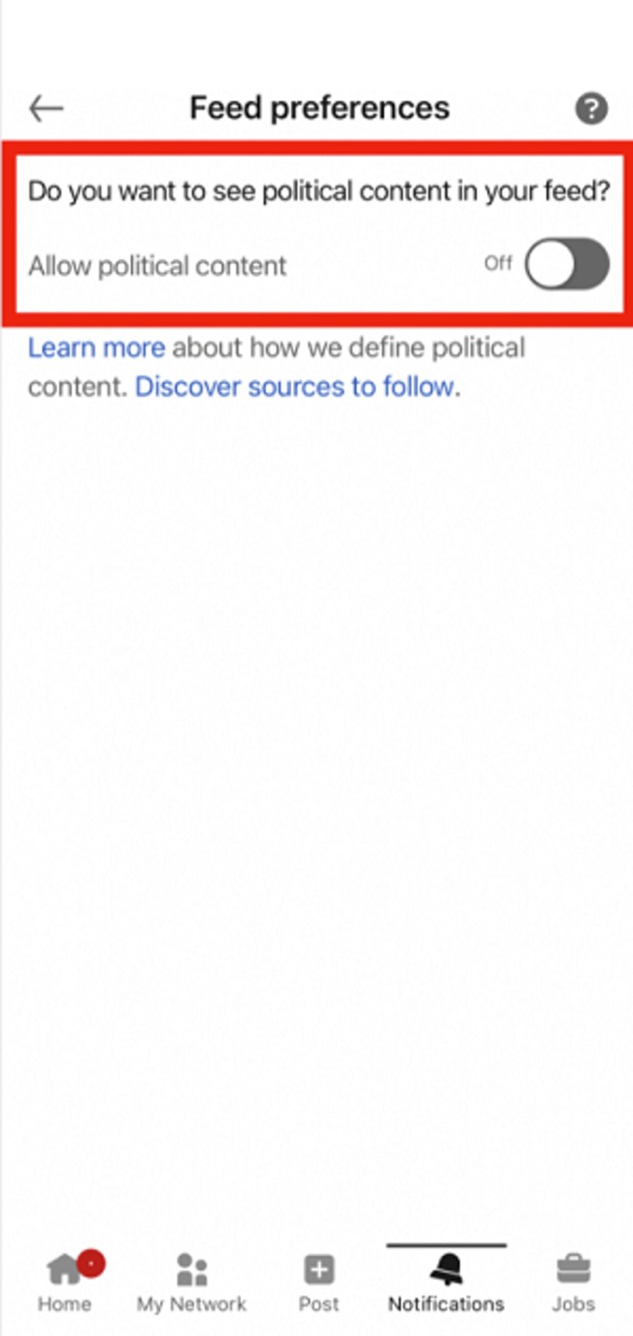 LinkedIn is experimenting with a new feature that allows users to disable political posts in their feed.
